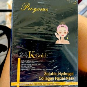 Proyome 24 k gold soluble hydrogen collagen facial mask. 6 pack.